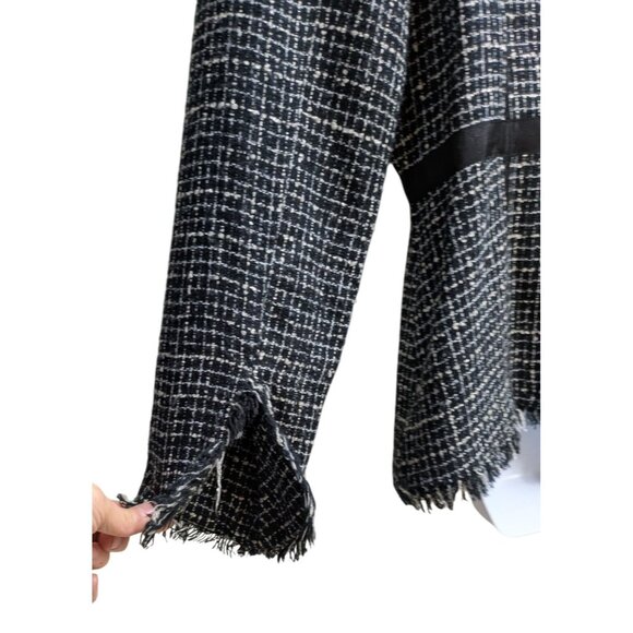 Bisou Bisou Michelle Bohbot Black and White Tweed fringe blazer jacket Size 16 - Picture 5 of 8